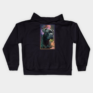 Cane Corso Dog Vibrant Tropical Flower Tall Digital Oil Painting Portrait 2 Kids Hoodie